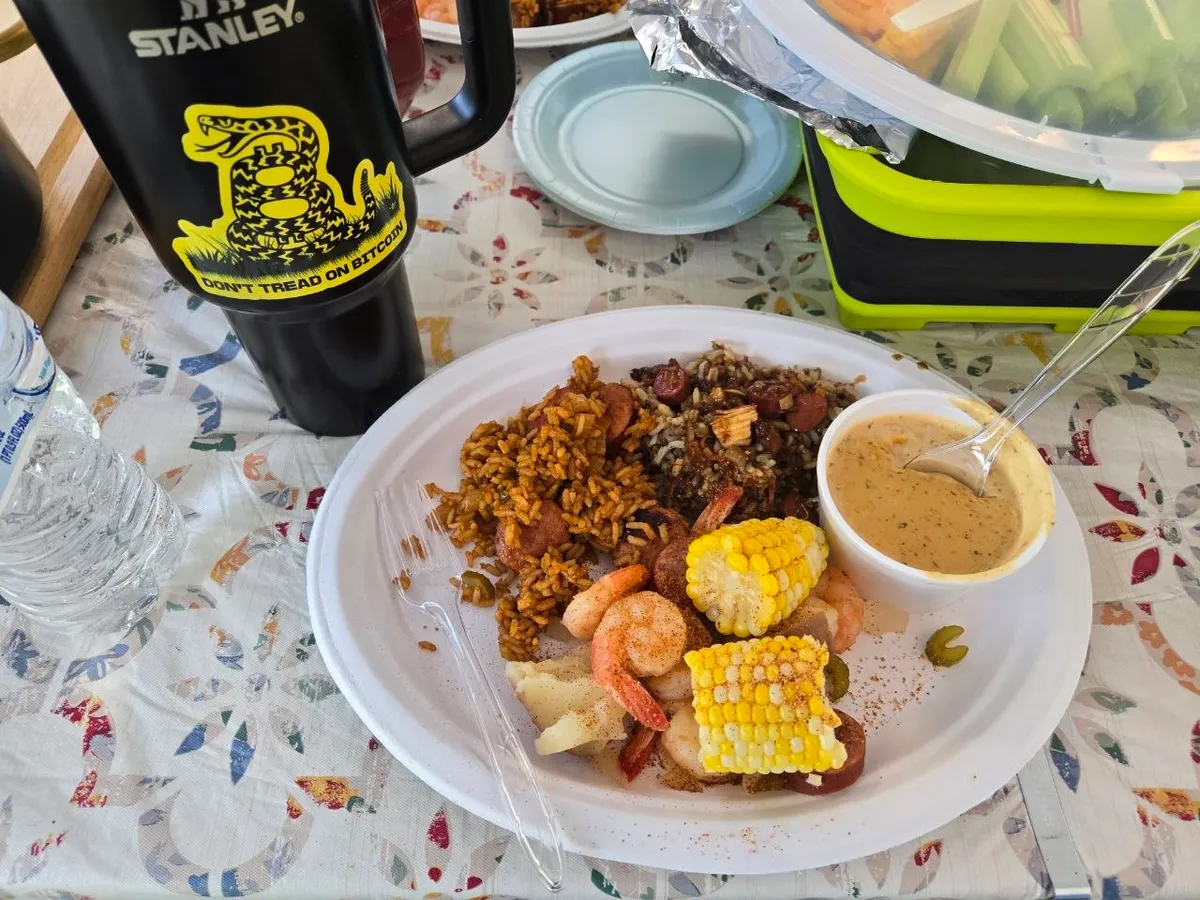 A camp meal plate from the week at Rathbun Lake.